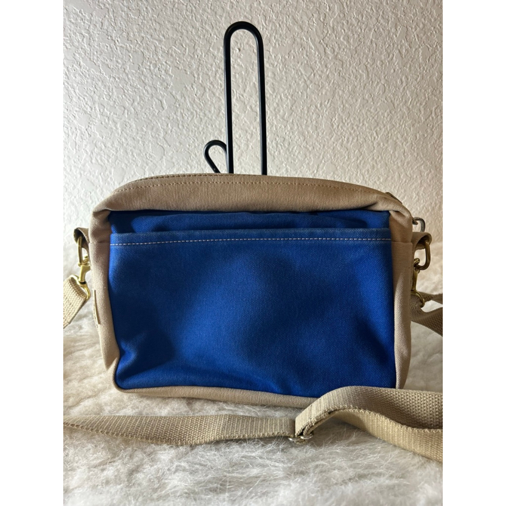 Cedar Key Blue and Tan Canvas Crossbody Bag